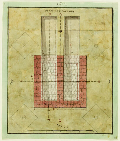 Domaine de Cantiers, Bosquet religieux, Pyramide : plan des caveaux, image 1/2