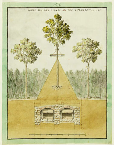 Domaine de Cantiers, Bosquet religieux, Pyramide : coupe, image 1/1