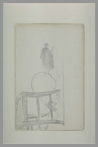 Chat sous une chaise, et silhouette d'homme, image 2/2