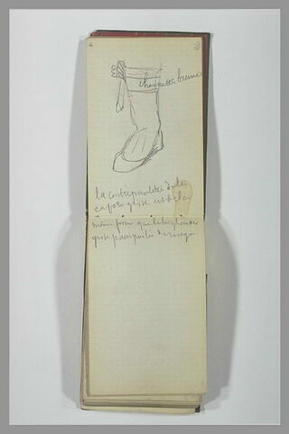 Note manuscrite ; botte et chaussette, image 2/2