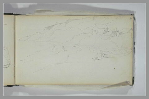 Paysage de bord de mer avec une barque échouée, image 1/1