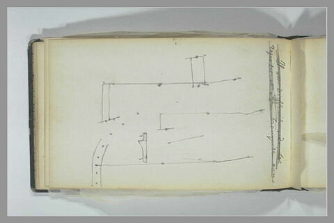 Croquis techniques ; note manuscrite (biffée), image 1/1