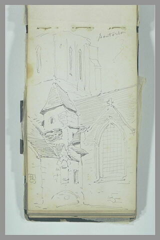Vue extérieure de la croisée du transept d'une église, à Pontorson, image 1/1
