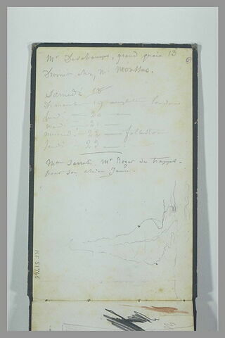 Calendrier et itinéraire en Angleterre ; croquis, image 1/1