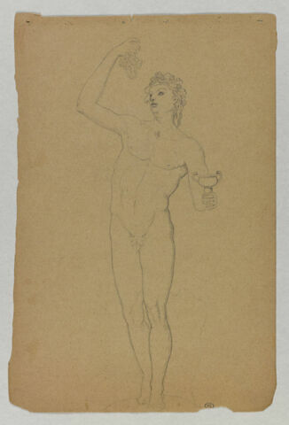 Bacchus nu, debout, tenant une grappe et une coupe, d'après l'antique, image 1/2