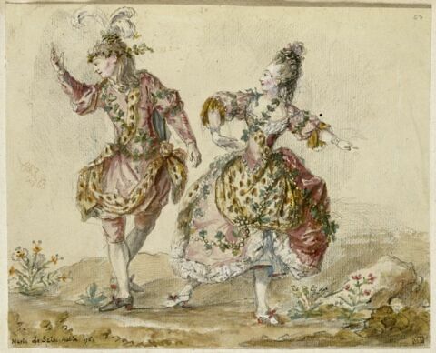 Dauberval et Madame Allard dansant, costumés, image 1/1