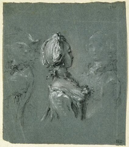 Etude de deux hommes et d'une femme en buste, image 1/1