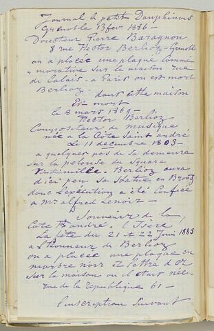 Notes sur H. Berlioz à l'occasion de la pose d'une plaque le 21 juin 1885, image 2/2
