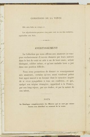 Catalogue de vente, Hôtel Drouot, 7 avril 1860, image 2/2