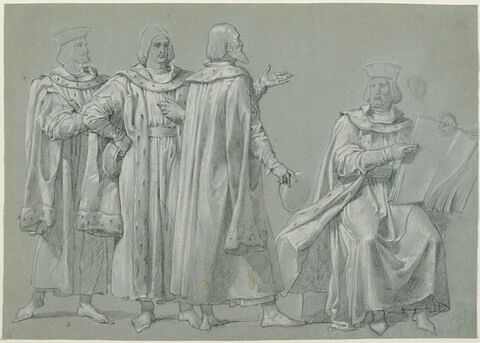 Groupe de personnages en costume du Moyen âge