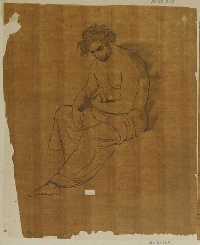 Homme nu assis, étude pour Euripide, image 1/1