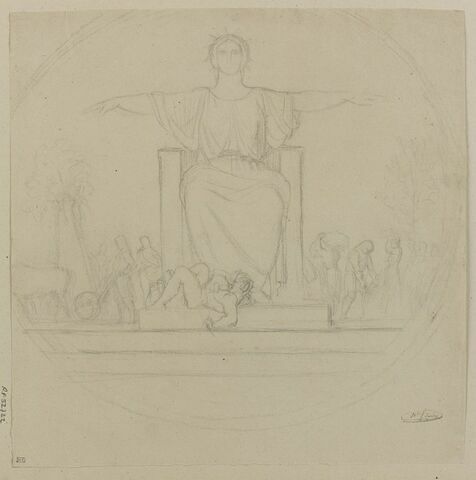 Femme assise, les bras ouverts, étude pour la République, image 1/2