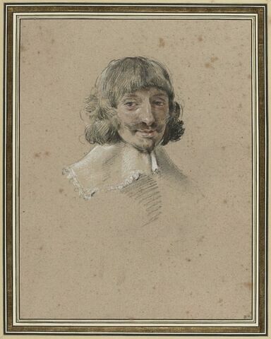 Tête d'homme portant une collerette, portrait de René Descartes ?