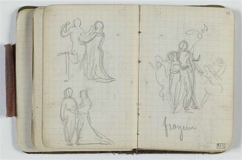 Etude avec groupe de figures et annotation manuscrite : frayeur, image 1/1
