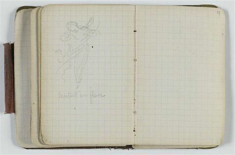 Etude avec figure ; annotation manuscrite : sentant une fleur, image 1/1