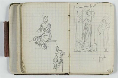 Deux études : femme assise et femme debout, image 1/1