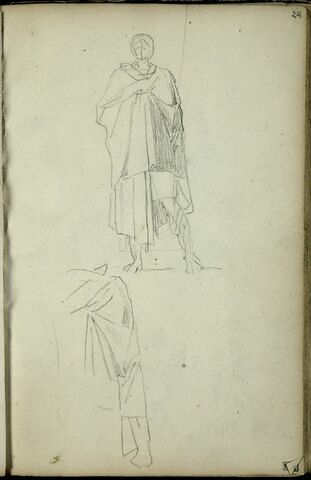 Deux petits croquis de personnages debout, drapés à l'antique, image 1/1