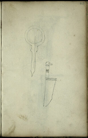 Croquis d'un poignard et d'un miroir, image 1/1