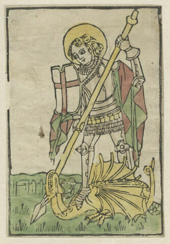 Saint Georges à pied terrassant le dragon, image 1/1