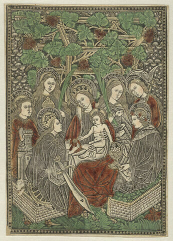 La Vierge et l'enfant Jésus entourés de six saintes, image 3/3