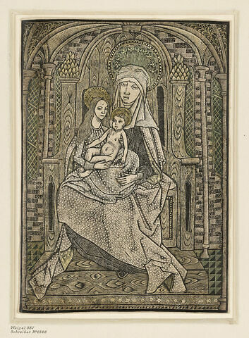 Sainte Anne sur un trône avec la Vierge et l'Enfant Jésus
