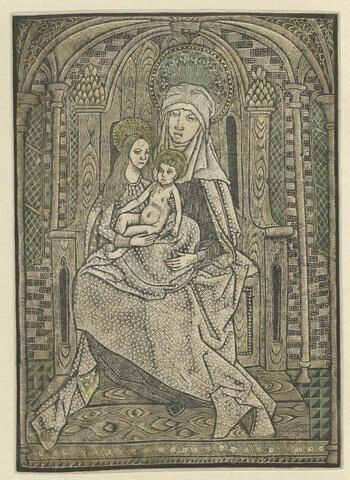 Sainte Anne sur un trône avec la Vierge et l'Enfant Jésus, image 2/2