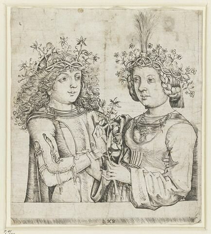 Jeune homme et jeune fille couronnés de fleurs