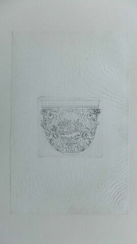 Ornement en forme de vase, paysage dans un ovale, image 1/2