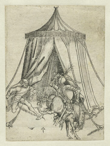 Combat de deux soldats devant une tente, image 1/1