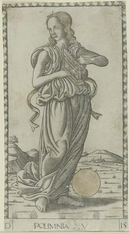 Cartes de tarot - quatre pièces vénitiennes - Polymnie jouant d'une espèce de lyre