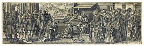 En-tête d'un almanach pour l'année 1611. Louis XIII et sa cour (adoration des mages), image 1/1