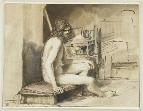 Homme nu assis, image 1/1