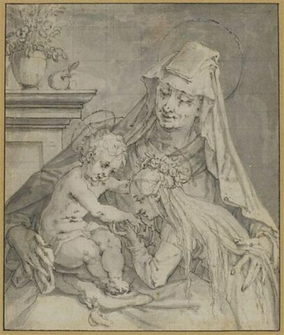 La Vierge et l'enfant Jésus avec une Sainte, image 1/1