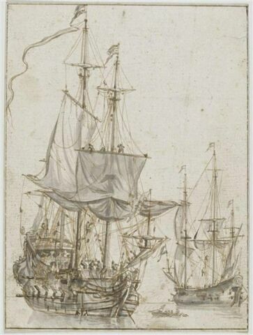 Deux vaisseaux armés sur une mer calme, image 1/1