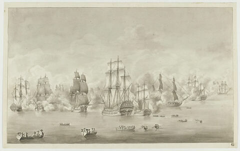 Démonstration navale en présence du roi Louis XVI
