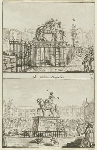 Renversement de la statue de Henri IV sur le Pont-Neuf