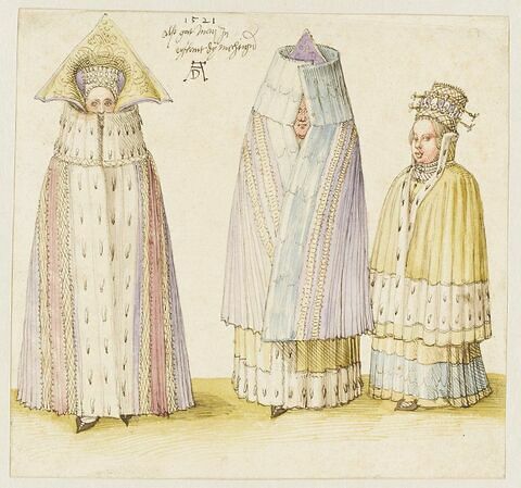 Costume d'hiver de trois dames de Livonie