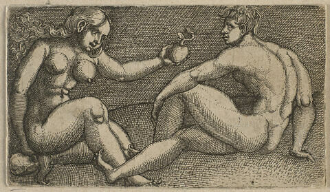 Eve présentant la pomme à Adam