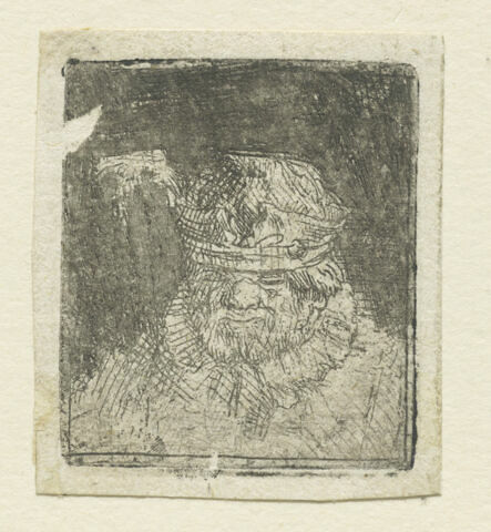 Buste d'homme avec bonnet orné de plumes, image 1/1