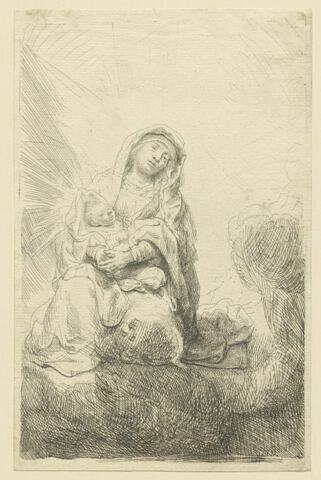 La Vierge et l'enfant, Jésus sur les nuages, image 1/1
