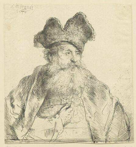 Vieillard à barbe carrée et au bonnet fendu, image 1/1