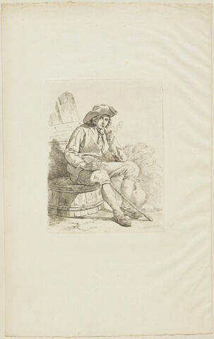 Paysan assis fumant la pipe, image 1/1