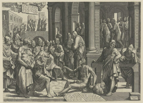 Les apôtres Pierre et Jean guérissent un perclus sous le portique du temple
