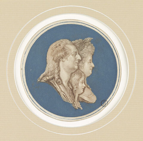 Louis XVI, Marie-Antoinette et le dauphin, vus de profil, image 1/1
