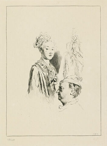 Une tête d'homme couverte d'un bonnet de coton, une femme assise coiffée à la Maintenon, un buste de jeune fille un bonnet de linge sur les cheveux, image 1/1