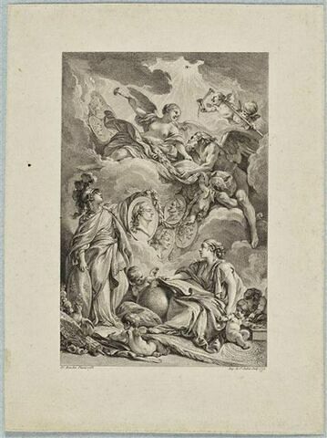 Allégorie avec les portraits de Henri IV, Louis XIII et Louis XV