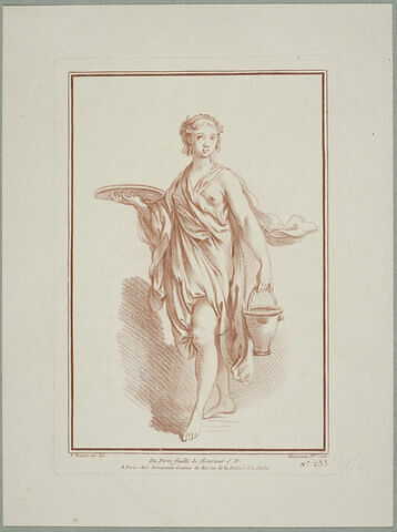 Femme drapée portant un plateau et un seau, image 1/1