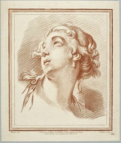Tête de jeune femme tournée vers la gauche, image 1/1