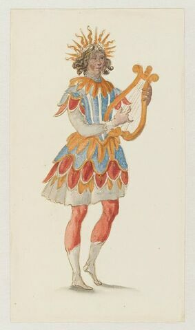 Costume d'Apollon musicien pour le « Ballet du roi, dit Ballet d'Apollon », scène de la musique