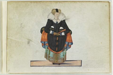 Costumes du XVI ème siècle : Une demoiselle française, image 1/1